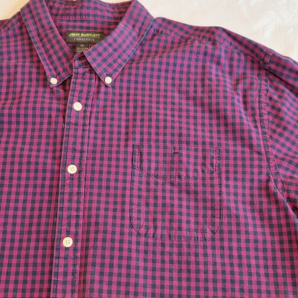 John Bartlett Consensus Button Shirt Men XXL Purple/navy Plaid dadcore cabincore - Picture 2 of 8